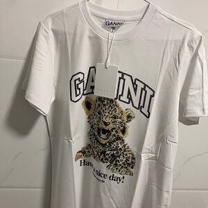 Women’s Ganni white Beaded Tiger T-Shirt size medium